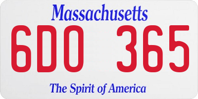 MA license plate 6DO365