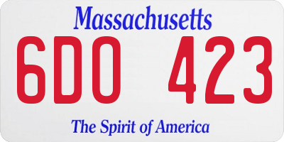 MA license plate 6DO423