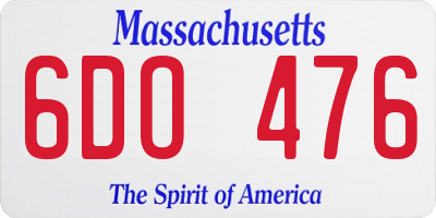 MA license plate 6DO476