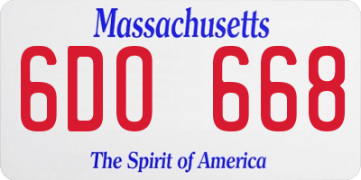MA license plate 6DO668