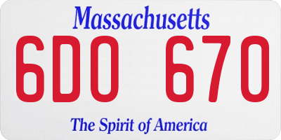 MA license plate 6DO670