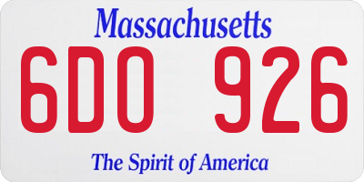 MA license plate 6DO926