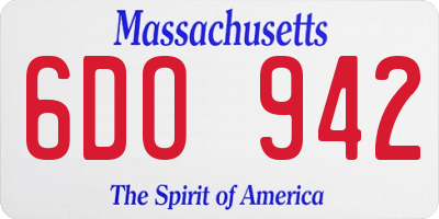 MA license plate 6DO942