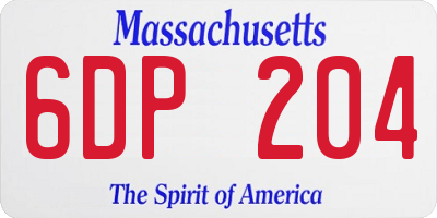 MA license plate 6DP204