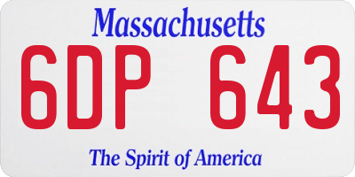 MA license plate 6DP643