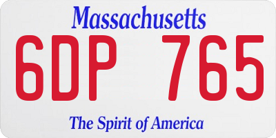 MA license plate 6DP765