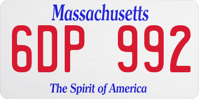 MA license plate 6DP992
