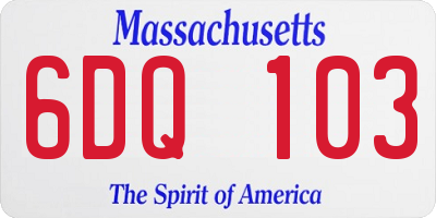 MA license plate 6DQ103