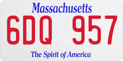 MA license plate 6DQ957
