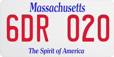 MA license plate 6DR020