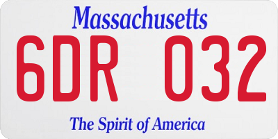 MA license plate 6DR032