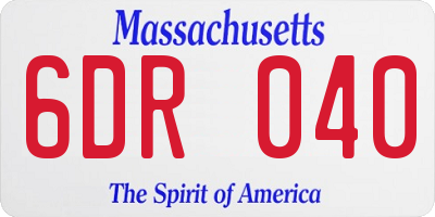 MA license plate 6DR040