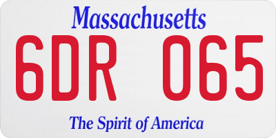 MA license plate 6DR065