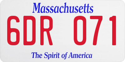 MA license plate 6DR071