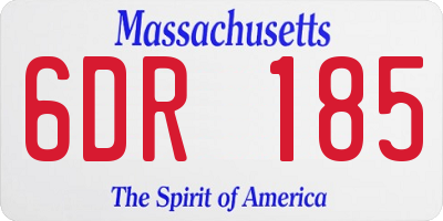 MA license plate 6DR185