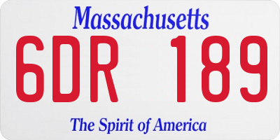 MA license plate 6DR189
