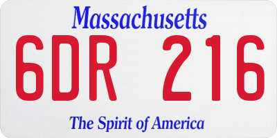 MA license plate 6DR216