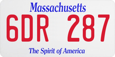 MA license plate 6DR287
