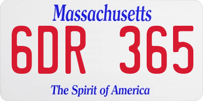 MA license plate 6DR365