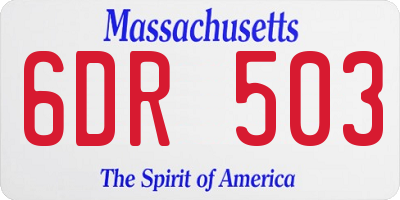 MA license plate 6DR503