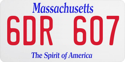 MA license plate 6DR607