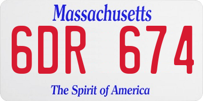 MA license plate 6DR674