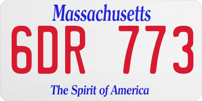 MA license plate 6DR773