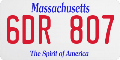 MA license plate 6DR807