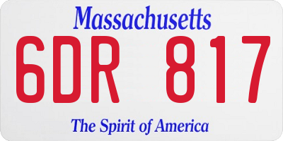 MA license plate 6DR817