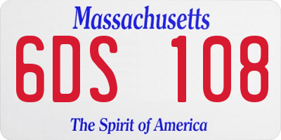 MA license plate 6DS108