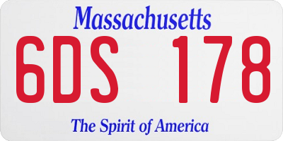 MA license plate 6DS178
