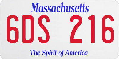 MA license plate 6DS216