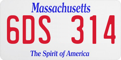 MA license plate 6DS314
