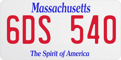 MA license plate 6DS540
