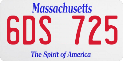 MA license plate 6DS725