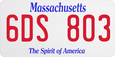 MA license plate 6DS803