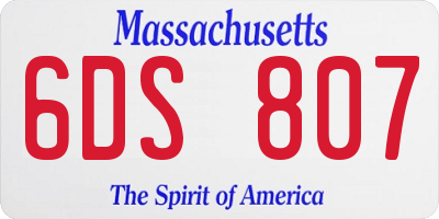 MA license plate 6DS807