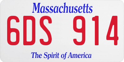 MA license plate 6DS914