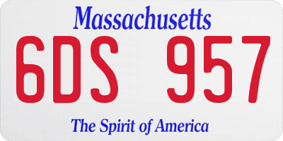 MA license plate 6DS957