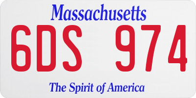 MA license plate 6DS974