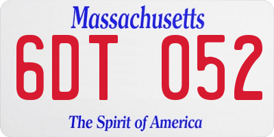 MA license plate 6DT052