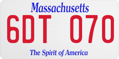 MA license plate 6DT070