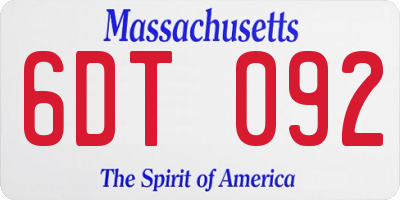 MA license plate 6DT092