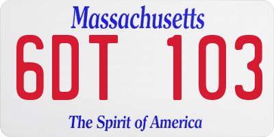 MA license plate 6DT103