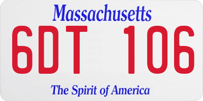 MA license plate 6DT106
