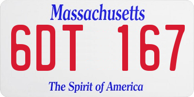 MA license plate 6DT167