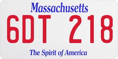 MA license plate 6DT218