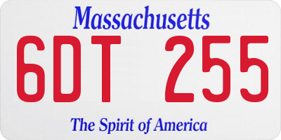 MA license plate 6DT255