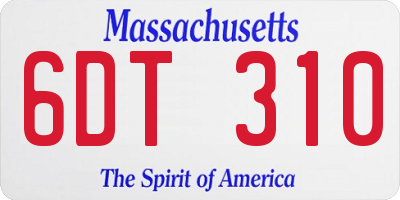 MA license plate 6DT310