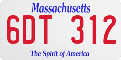 MA license plate 6DT312